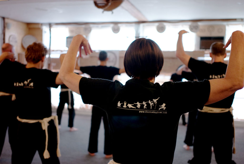 group martial arts practice