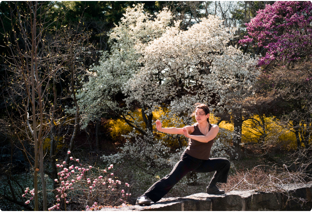 A woman practices Boabom