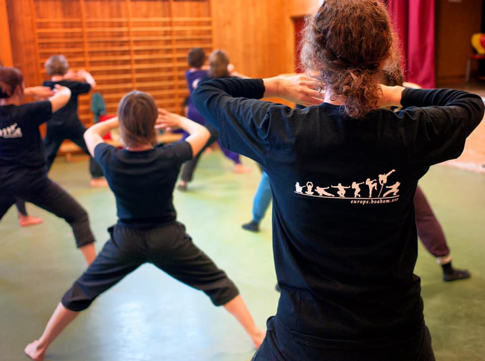 Family doing Martial Arts practice